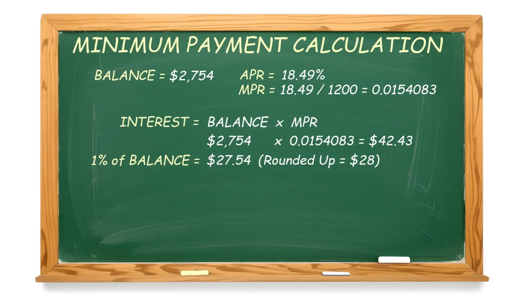 Calculating one percent of balance to interest