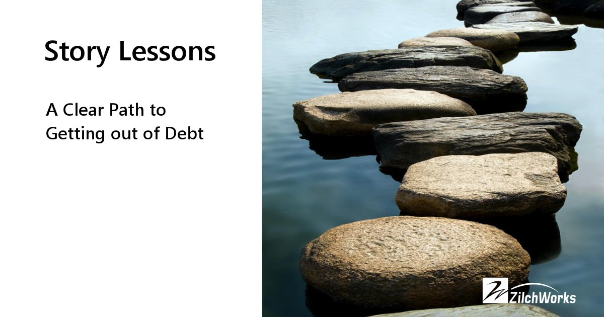 Stepping stones forming a clear path across water representing a structured journey out of debt